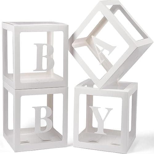 Party Deko Box, Babyparty Deko Box 4er-Pack Transparente Ballonbox mit Vier Buchstaben BABY, Geeignet für Verschiedene Partys (Hochzeiten, Geburtstage, Babypartys) - Image 1