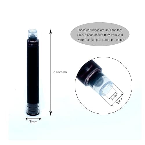 Zalantan Blue Ink Cartridge for Fountain Pen Ink Cartridge Refillable Business Writing Pens Disposable Ink Pen Refills 3.4 mm Bore Diamete Set of 60 Refill thumbnail 2
