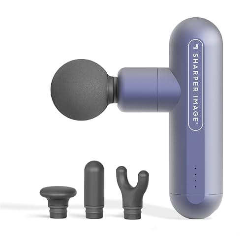 Sharper Image Powerboost Move, Deep Tissue Portable Percussion Massage Gun, Full Body, Back & Neck Muscle Massager with 4 Attachments - Handheld Rechargeable Electric Massage Gun for Athletes - Powerboost Move 2.0 - Periwinkle - Image 1