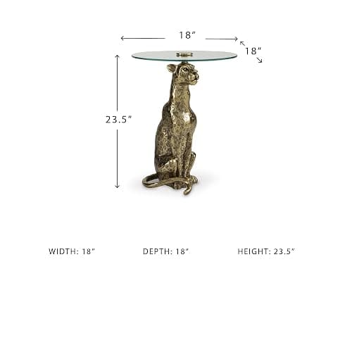 Signature Design by Ashley Vallain Industrial Glass Tabletop Accent Table with Leopard Base, Metallic & Glass thumbnail 3