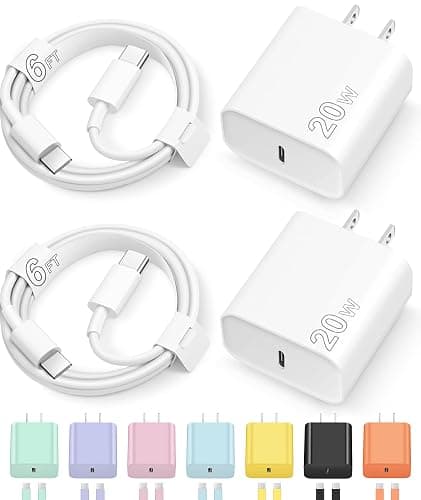 iPhone 17 16 15 Charger Fast Charging Type C Chargers USB C Charger Block | for iPhones, iPads,Tablets, Android phones,20W iPhone Charger USB-C Power Adapter,with Long 6FT USB-C Charging Cables - Image 1