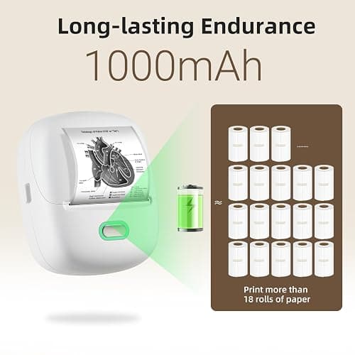 ORGSTA S002 Etichettatrice Bluetooth Portatile Mini Autoadesive Stampante Etichette Adesive 300 Dpi per Ufficio, Scuola, negozio Compatibile con iOS e Android Giocattolo Regalo di Compleanno e Natale thumbnail 7
