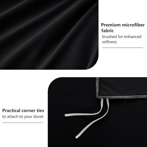 RUIKASI Black King Size Duvet Cover Sets Bedding Set - Black Duvet Cover Kingsize Bed Set with Zip, Soft Brushed Microfibre Duvet King Size Covers Set Quilt Cover with 2 Pillowcases thumbnail 6