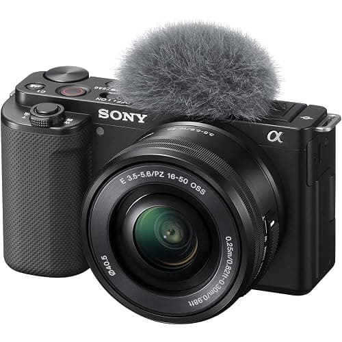Sony ZV-E10 Mirrorless Camera with 16-50mm Lens Black ILCZV-E10L/B, Sony 18-105mm Lens, 64GB Memory Card, Color Filter Kit, Filter Kit, Corel Photo Software, Bag, and More thumbnail 2