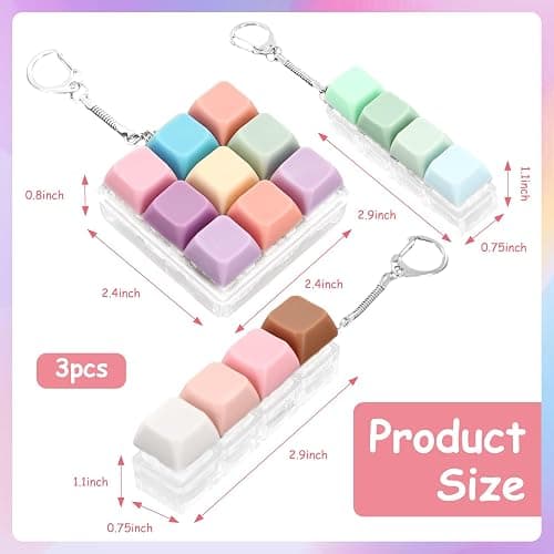 3 Pieces Keyboard Fidget Toy, Decompression Toys Keyboard Clicker Toy with Keychain for Adults to Relieve Stress and Pass Time (Style A) thumbnail 2