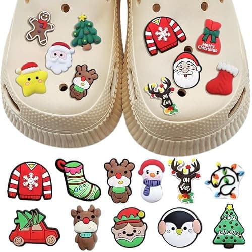35 PCS Christmas Croc Charms Christmas Shoe Charms for Crocs Clog Bracelets Decoration, Santa Elk Snowman Cute Shoe Charms Shoe Decorations PVC Shoe Accessories Charms for Kids Girls Boys thumbnail 2