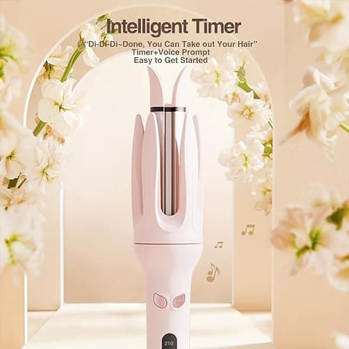 Automatic Curling Iron，Four Temperature Levels can be Selected，Rotating Curling Iron，Diameter 28mm ，Anti-Tangle Rotating Curling Wand for Hair Styling,Pink thumbnail 5