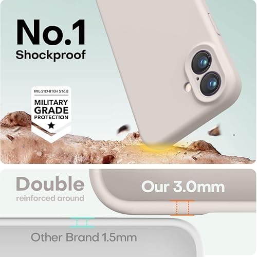 LOVE 3000 Designed for iPhone 16 Case, Premium Silicone with [Soft Anti-Scratch Microfiber Lining] Shockproof Protective Phone Case for Men Women Girls 6.1", Stone thumbnail 4