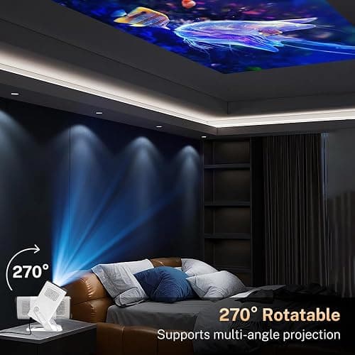 Mini Projector 1080P 4K Support with WiFi 6 and Bluetooth 5.4, Auto Keystone, Android 11, Short Throw Smart Video Projector 270° Rotatable, Compatible with HDMI/USB/iOS LYNCAST VisualCube 300 thumbnail 8
