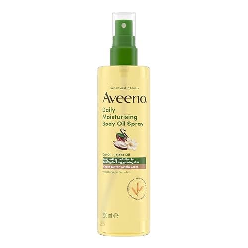 Aveeno Daily Moisturising Cocoa Vanilla Body Oil Spray (1 x 200ml) | Hydrating and Nourishing Formula for Sensitive Skin, Formulated with Oat Oil and Jojoba Oil for Daily Skin Care - Image 1