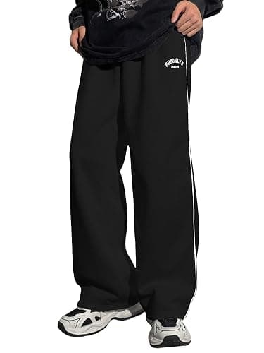 RoseSeek Boy's Letter Graphic Wide Leg Sweatpants Baggy Pants Athletic Track Sweat Pants Joggers - Image 1
