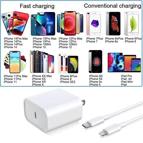 DABUSTAR for iPhone Fast Charger, 33W USB C PD Wall Charger Block Plug with[MFi Certified]6ft Type C to Lightning Cable Quick Charging Data Sync Cord for iPhone14 13 12 11 Pro Max Mini Xs Xr iPad Air thumbnail 7