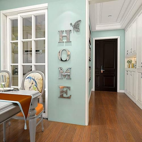 Doeean Home Wall Decor Letter Signs Acrylic Mirror Wall Stickers Decorations for Living Room Bedroom Home Decor Wall Decals (Silver, 47.2 X 15.3IN) thumbnail 7