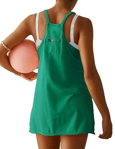 VIUTIL Womens Athletic Dress Built in Shorts Hot Shot Mini Dress Spaghetti Straps Tennis Workout 2026 Summer Romper Dress thumbnail 2
