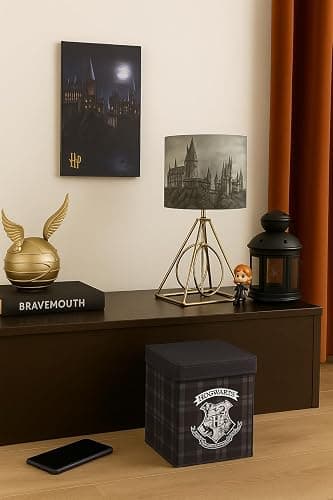 Idea Nuova Harry Potter Figural Table Lamp – 16" Tall Gold Wire Base with Printed Hogwarts Shade, Decorative Kids Desk or Nightstand Lamp for Bedroom, Playroom, or Study Area thumbnail 6