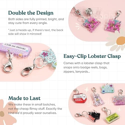 YOPPIX 24 Pcs Nurse Badge Reel Charms - Cute & Funny Acrylic Charms for ID Holders, Perfect for Nurses, Medical Staff, Teachers, Students & Office Professionals thumbnail 5