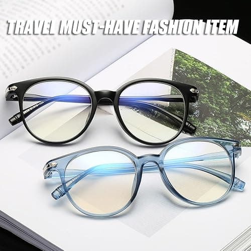 XFentech Blue Light Blocking Glasses - Fashion Oval Transparent Frame Reading Glasses Blue Light Eyeglasses Lightweight Anti Eyestrain Computer Gaming Eyewear Unisex thumbnail 2
