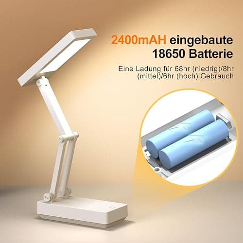 Suright LED Tischlampe Kabellos Akku Lampe,Faltbare Touch-Schreibtischlampe,Nachttischlampe,Dimmbare Tischleuchte mit 3 Lichtmodi,Aufladbare USB-Schreibtischleuchte für Schlafzimmer,Lesen,Lernen | Nachttischlampe,Dimmbare Tischleuchte mit 3 Lichtmodi,Aufladbare USB-Schreibtischleuchte für Schlafzimmer,Lesen,Lernen thumbnail 7