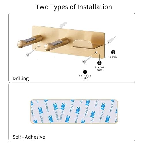 Self Adhesive Organizer Hair Dryer Holder Wall Mounted Compatible with Dyson Blow Dryer Gold Banjekt - Gold - Stainless Steel thumbnail 5