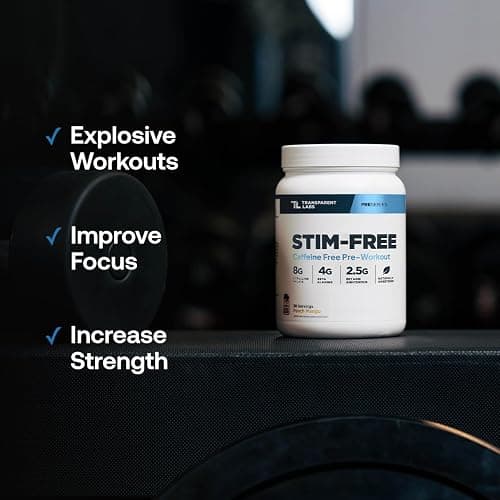 Transparent Labs Stim-Free Pre-Workout - Caffeine & Stim Free Pre Workout Powder for Men and Women with Beta Alanine Powder, Citrulline Malate, & elevATP - 30 Servings, Tropical Punch thumbnail 7