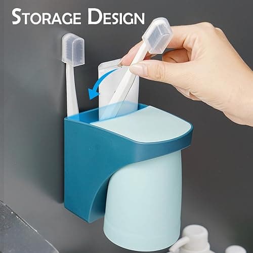 2 in 1 Toothbrush Holder,for Dad Mom and Son/Daughter in Bathroom | Storage Organizer ,Space Saving ,Father Mother and Son/Daughter, Suction cup thumbnail 6