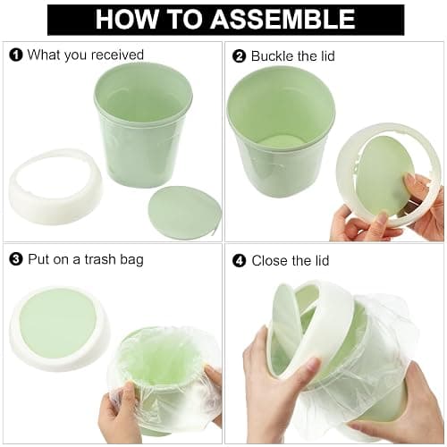 Zhehao 8 Pcs Plastic Mini Wastebasket Trash Can with Swing Lid 360 Trash Bags Desktop Small Garbage Bin Countertop Vanity Tabletop Waste Paper Basket for Home Office (Blue,Green,Pink) thumbnail 4