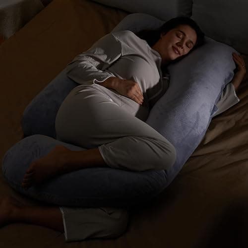 Momcozy Pregnancy Pillows for Sleeping, U Shaped Full Body Maternity Pillow with Removable Cover - Support for Back, Legs, Belly, HIPS for Pregnant Women, 57 Inch Pregnancy Pillow for Women, Grey thumbnail 2