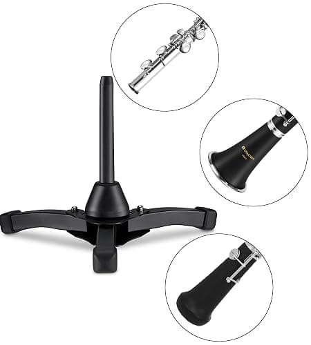 KORDOS Flute Stand Portable, Stable Metal Tripod Stand Holder Foldable for Flute Oboe Clarinet Straight Saxophone Wind Instrument with Flannel Bag and Cleaning Cloth thumbnail 6