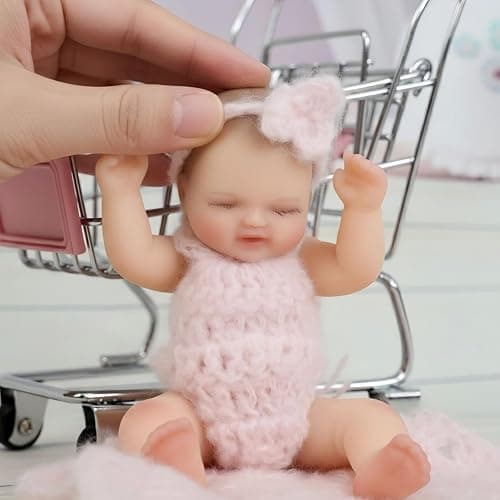 Cloveray 5 inch Mini Platinum Silicone Reborn Baby Doll, Tiny Silicone Baby Dolls，Realistic Newborn Baby Dolls Full Body Stress Relief, Decoration, Gifts, Collectible thumbnail 5