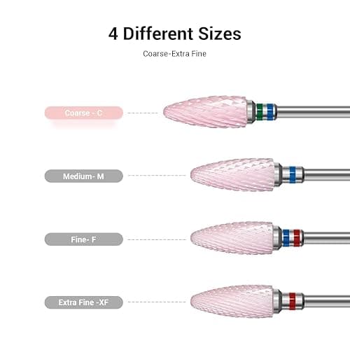 MelodySusie Nagelfräser Aufsätze, 3/32'' Keramik Nagelfräser Bits für Maniküre/Pediküre/Cuticle/Gel-Polishing (Rosa, Grob-C) thumbnail 4