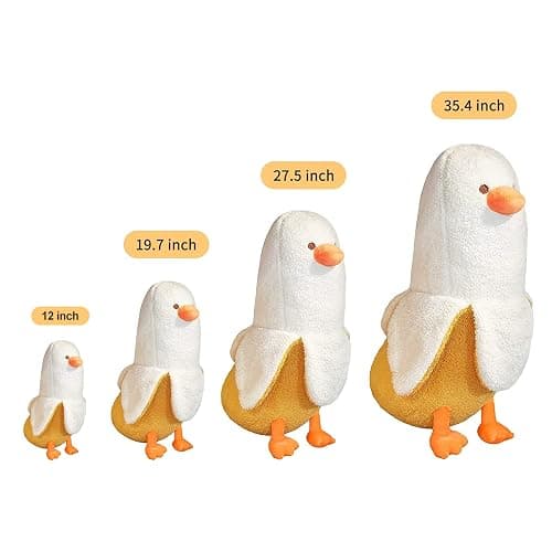 PEACH CAT Banana Duck Plush Toy Cute Plushie Hugging Plush Pillow Duck Stuffed Animal for Girls and Boys White 12" thumbnail 4