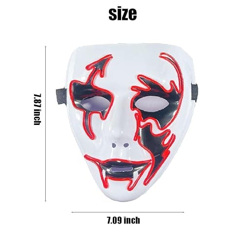 Sucaicuo Halloween Mask Purge Masks - LED Glowing Scary Light-Up Face Costume Cosplay, Purge Costumes for Women Men thumbnail 6