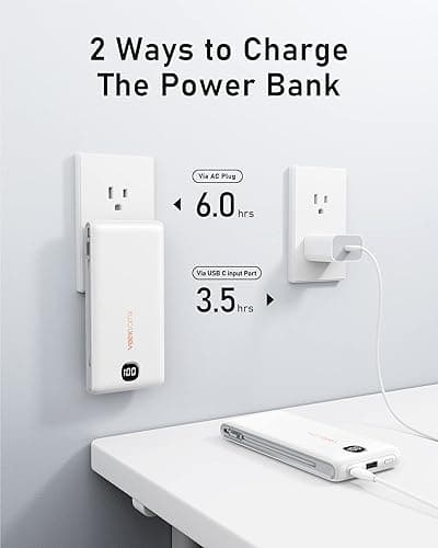 VEEKTOMX Portable Charger with Built in Cables 10000mAh, Power Bank for iPhone with Wall Plug, Travel Essential Fast Charging USB C Slim External Battery Pack for iPhone16/15/14, Samsung, iPad, etc thumbnail 5