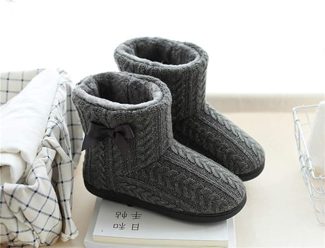 Rojeam Winter Boots Slippers Knitted Women Men Home Booties Plush House Shoes Indoor Outdoor thumbnail 4