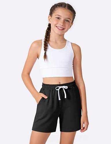 HASMES 4 Pack Girls Athletic Shorts Drawstring Quick Dry Basketball Soccer Running Shorts with Pockets thumbnail 4