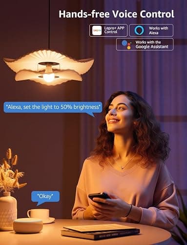 Lepro B1 AI Smart Light Bulbs - RGBWW Color Changing LED Bulb Works with Alexa & Google Assistant, AI Voice Control, Music Sync, A19 E26 Base, 8.5W 800Lumen, 2.4GHz WiFi & Bluetooth, 1 Pack（NO Remote thumbnail 6