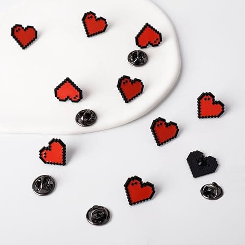 vintage 8-bit pixel style heart-shaped enamel lapel pins - game-themed cute alloy brooch, perfect accessory for female gamers, ideal for jackets, backpacks, and other clothing thumbnail 7