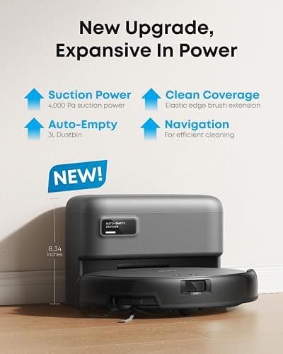 eufy C10 Robot Vacuum Self Emptying, 8 Weeks Hands Free, Advanced Smart Mapping with LiDAR Navigation, 2.85-Inch Slim Design, Powerful Suction, Edge Expansion Brush for Pet Hair thumbnail 3