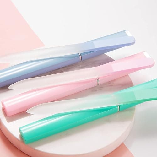 Diodiva Glass Nail File 3 Pack with Case for Natural Nails Fingernail Files | Etched Tempered Glass Double-Sided Crystal Nail Files, Fine Grit Gentle Nail Care Prevent Splitting Stocking Stuffers Gifts thumbnail 4