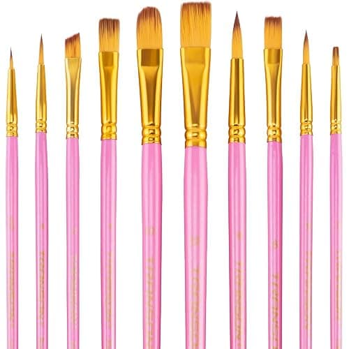 Transon 20pcs Bulk Artist Paint Brush Set for Acrylic Watercolor Gouache Hobby Craft Face Painting Pink thumbnail 6