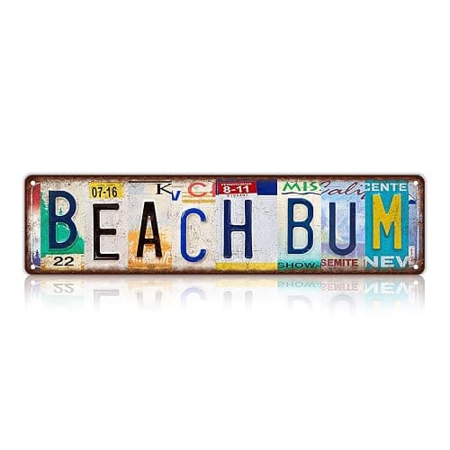 Vintage Beach Metal Tin Signs Beach Room Street Signs Home Wall Decor 16 x 4 Inches - Image 1