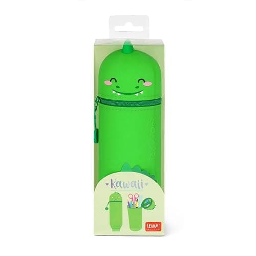 Legami - Estuche escolar Kawaii 2 en 1 de silicona blanda, tema Dino, portabolígrafos de mesa, cremallera, lápices de colores rotuladores, H 18,5 cm thumbnail 5