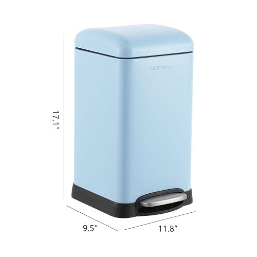 happimess HPM1012H Betty Retro Mini 3.2-Gallon Step-Open Trash Can, Fingerprint Resistant, Modern, Minimalistic for Home, Kitchen, Laundry Room, Office, Bedroom, Bathroom, Tide Pool Blue thumbnail 3
