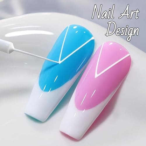 Double Rhythm 15 Ml Metallic Gel Liner Nail Art Bronze Mirror Chrome Painted Drawing Stripper 3D Effect Polish (White Liner Art -L1006) thumbnail 6
