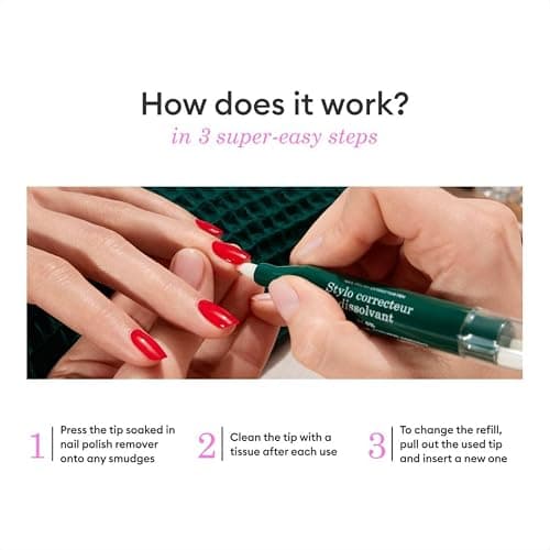 Manucurist Nail Polish Corrector Pen - Gel Nail Polish Corrector Pen + 3 Tapered Refill Tips - Acetone Free, Bio-Sourced Nail Polish Remover Brush - Gel Nail Polish Accessories Transparent thumbnail 5
