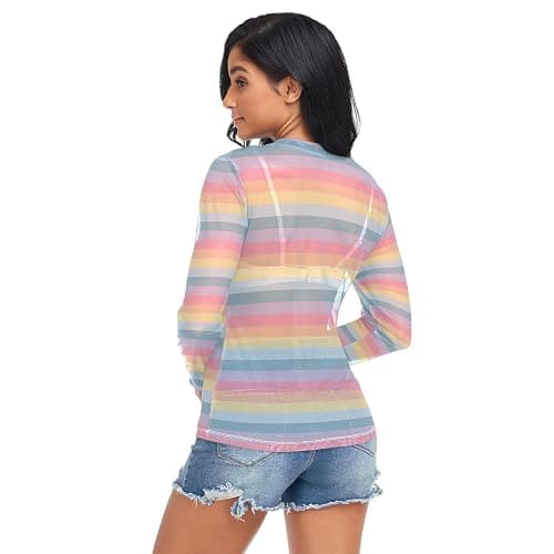 CTYSHTDL Women Mesh Tops Sexy- Sheer Long Sleeve Shirts Crew Neck Going Out Tops Summer Blouses thumbnail 2