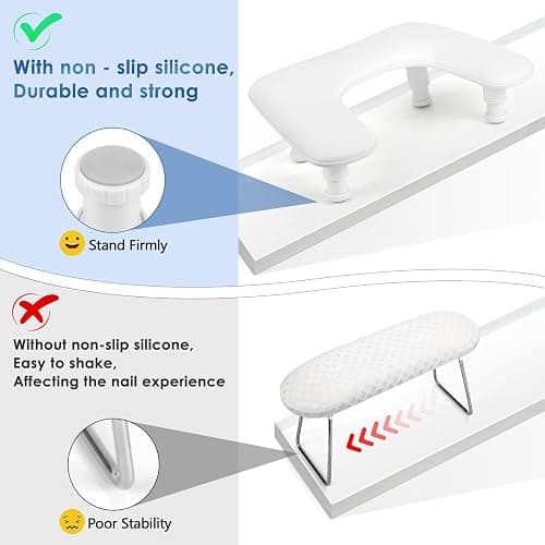Manicure Arm Rest for Nails Tech: U-shaped Adjustable Nail Armrest - White PU Leather Hand Stand Rest for Manicurists thumbnail 5