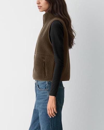 Locachy Women's Lighweight Sherpa Fleece Warm Winter Vest Cute Casual Zip Up Stand Collar Gilet with Zip Pockets 2025 thumbnail 2
