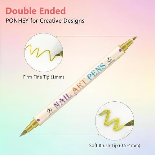 24 Colors Nail Art Pens Set, 3D Nail Polish Pens Quick-Drying Acrylic Paint Markers,For Nail Art Drawing Painting Nail Point Dotting Liner Pen, Nail Design Kit Manicure Tools Home & Salon DIY thumbnail 2