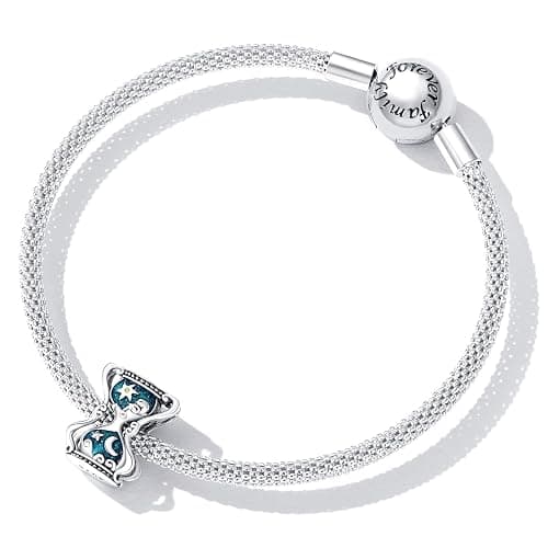 Sun & Moon Hourglass Charm 925 Sterling Silver Charm Fits for Pandora Bracelet Necklace, Cubic Zirconia, Created Cubic Zirconia thumbnail 8